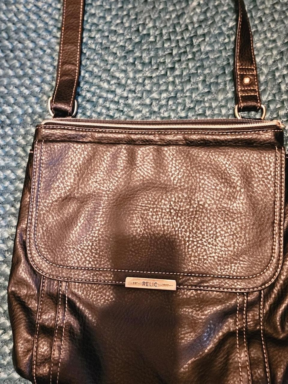 Relic Black Pebbled Crossbody Bag with Adjustable Strap